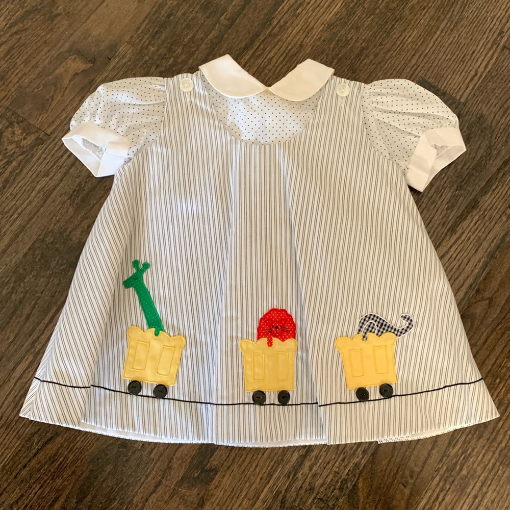 Vintage 1980s Nanette Collared Blouse and Pinafore Set for Baby Girls